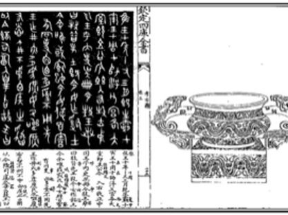 Drawing and description of a bronze vessel in a premodern Chinese book